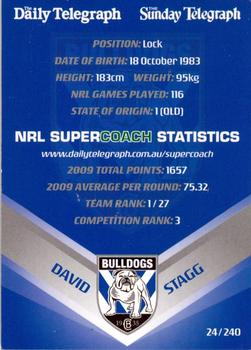 2010 Daily Telegraph NRL #24 David Stagg Back